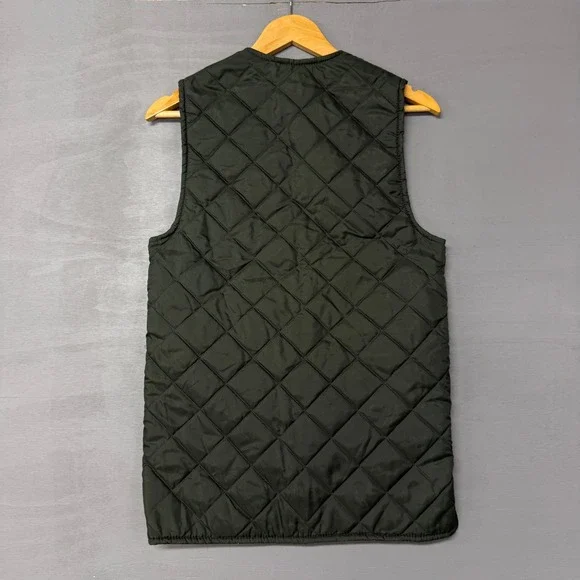 Barbour Classic Zip In Liner Vest Green Quilted Tartan Plaid A855 Size 34